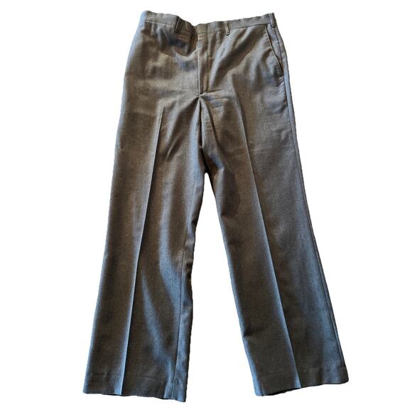 Vintage 60s 70s Haggar Imperial Slacks Pants Size 35x30 Gray Worsted Wool - Picture 1 of 13